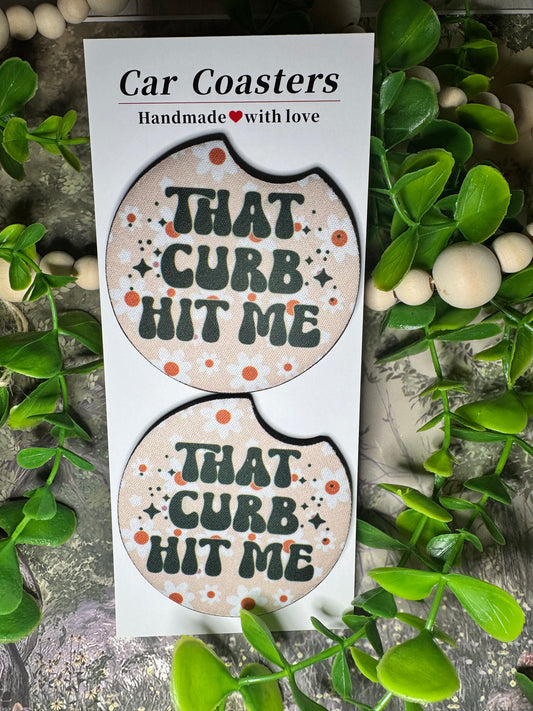 That Curb Hit Me Car Coasters (Set of 2) 🚘✨