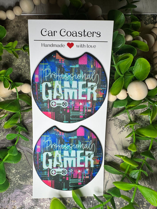 Professional Gamer Car Coasters (Set of 2)
