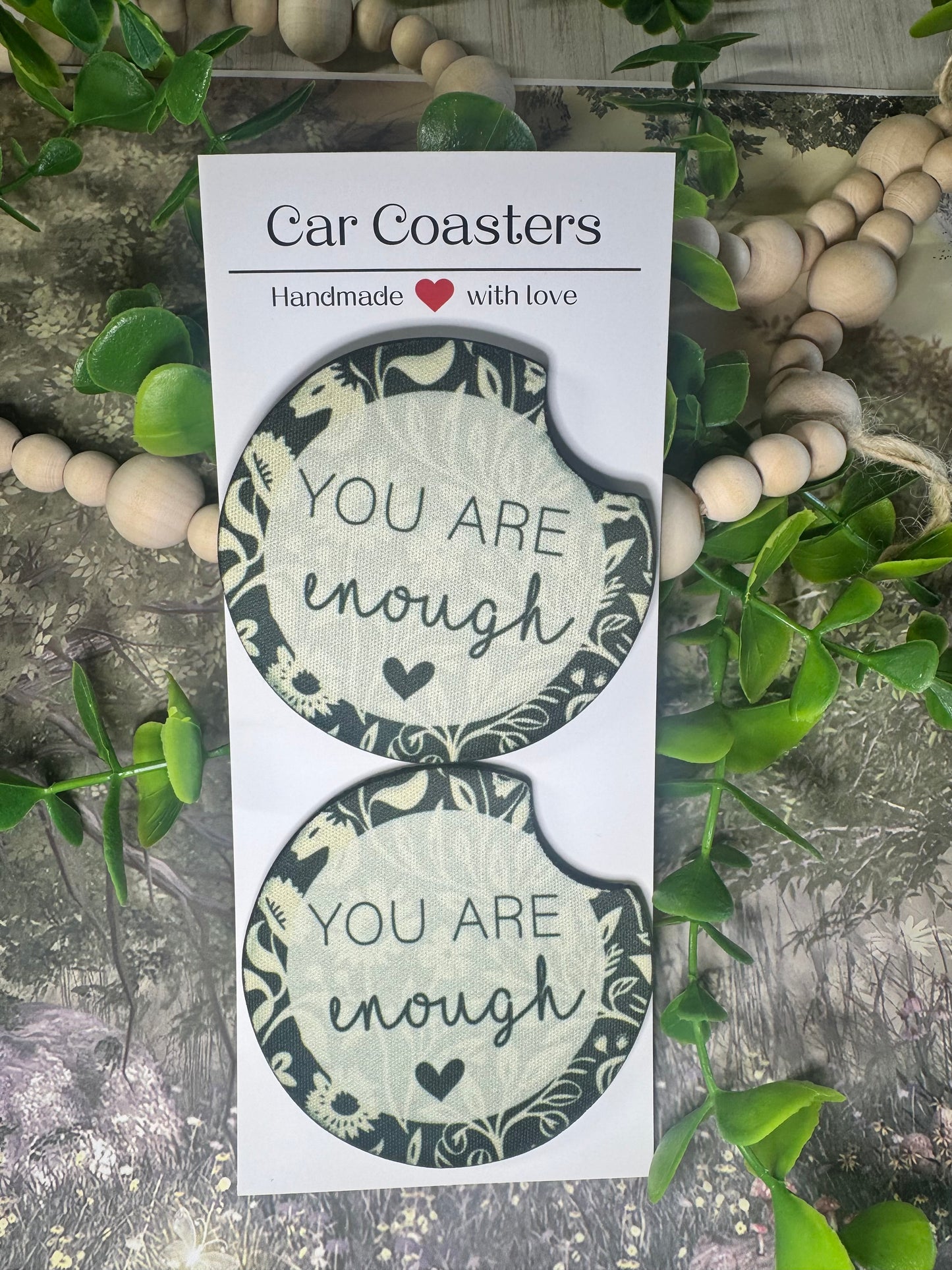 You Are Enough Car Coasters (Set of 2) 🤍