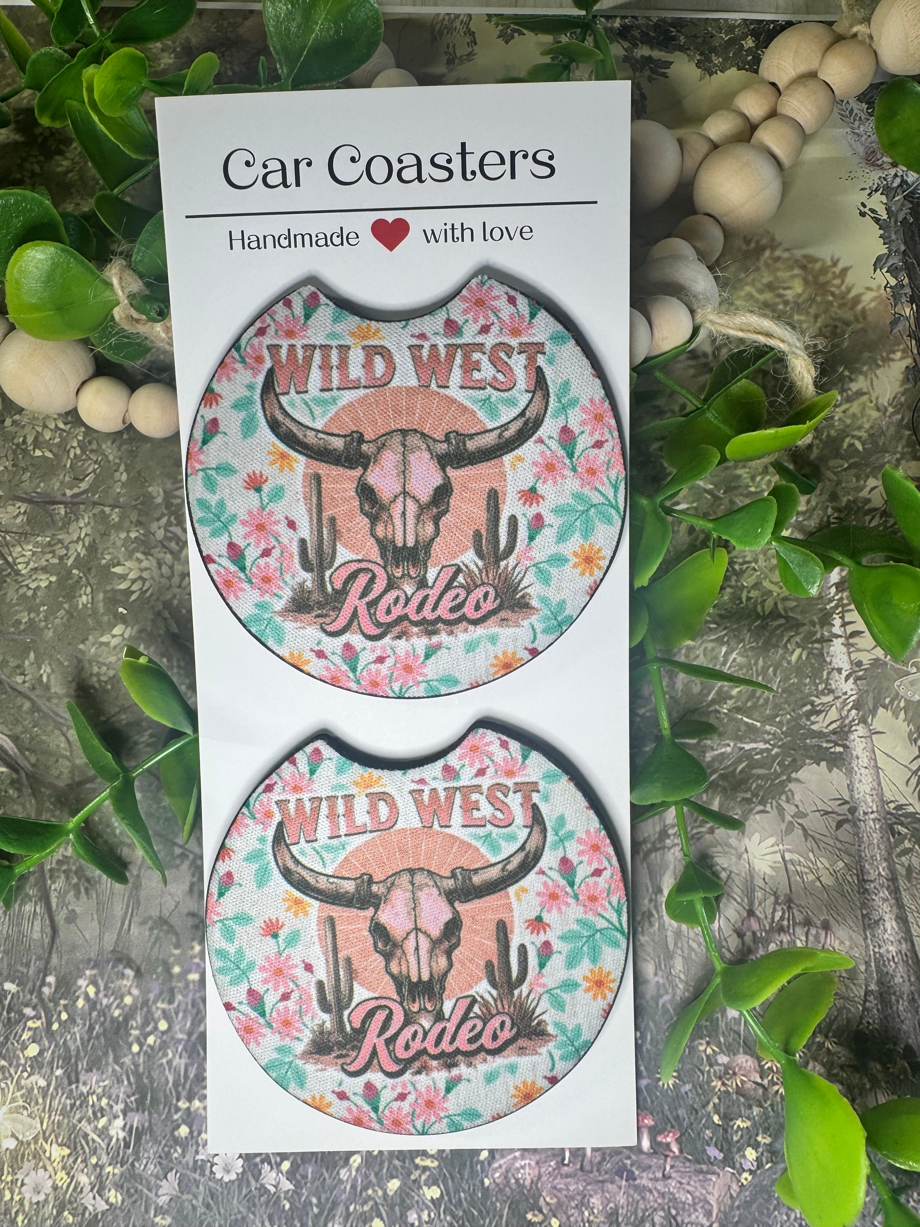 🤠 Wild West Rodeo Car Coasters (Set of 2)