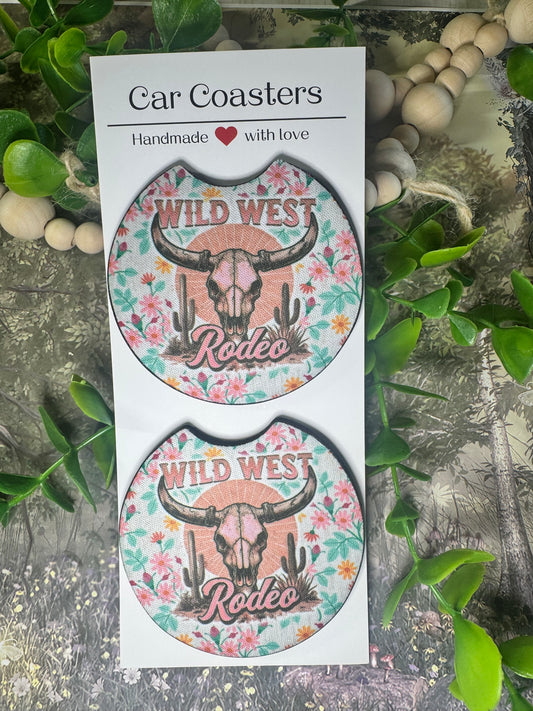 🤠 Wild West Rodeo Car Coasters (Set of 2)