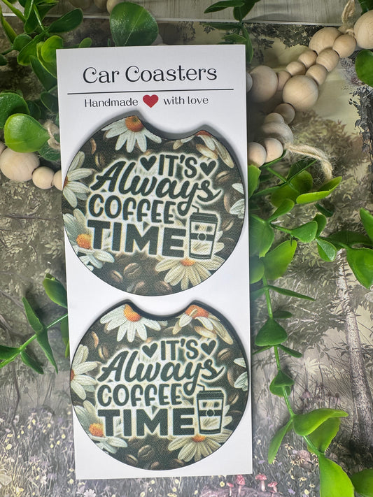 It’s Always Coffee Time Car Coasters (Set of 2)
