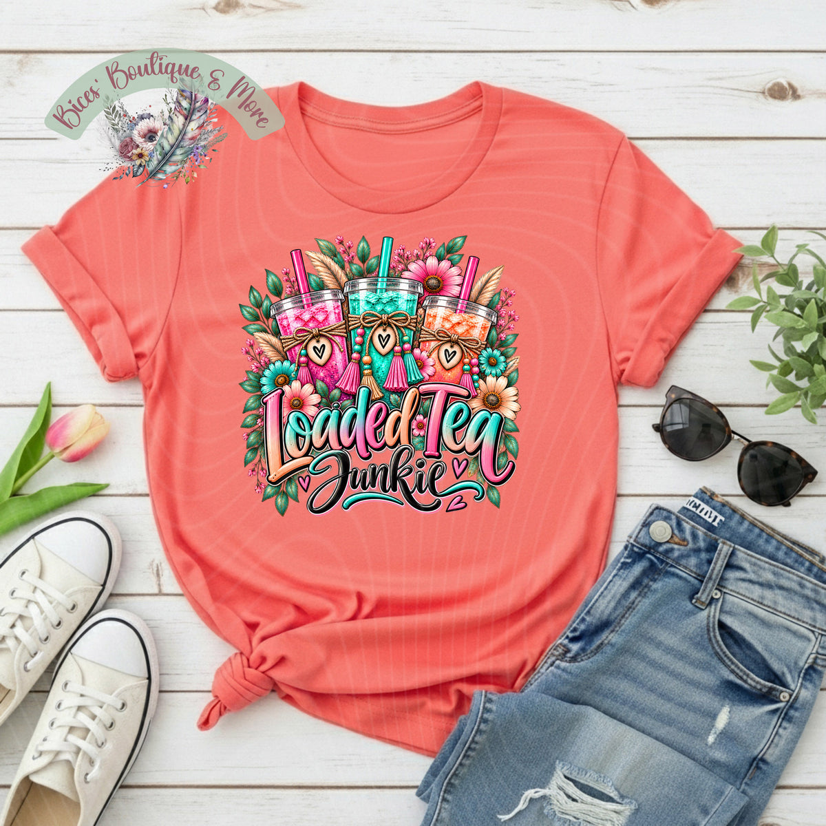Loaded Tea Junkie Floral Graphic T-Shirt
