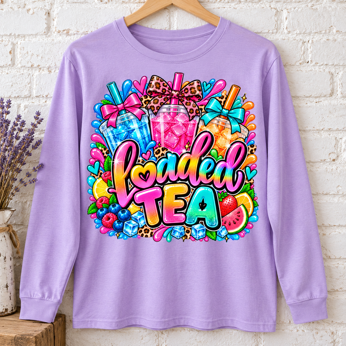 Loaded Tea Vibes Graphic Apparel – Neon Bows & Leopard