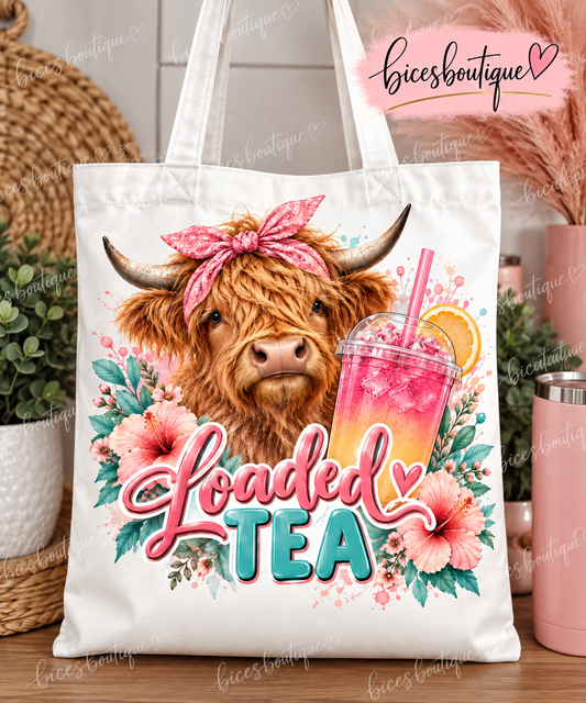 Highland Cow Loaded Tea Tote Bag