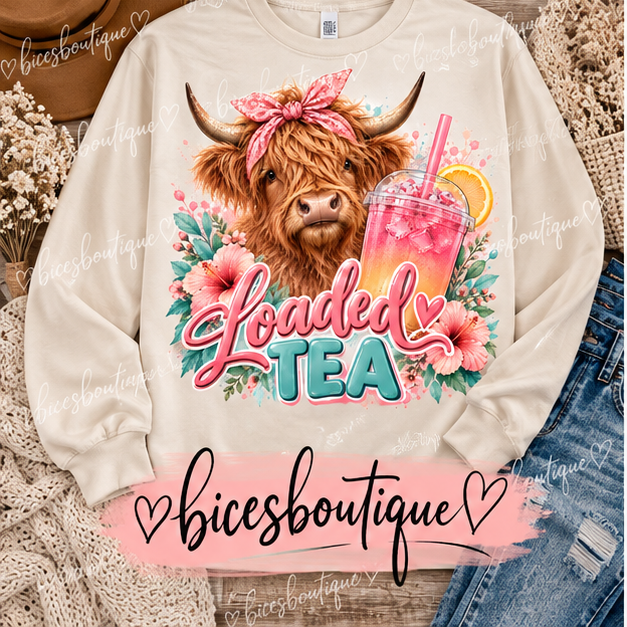 Highland Cow Loaded Tea Long Sleeve Shirt