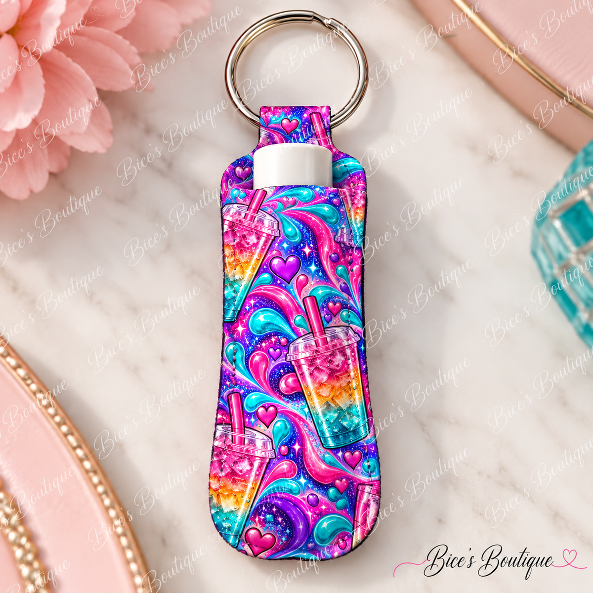 Colorful Loaded Tea Swirl – Chapstick Holder Keychain