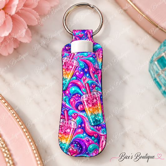 Colorful Loaded Tea Swirl – Chapstick Holder Keychain