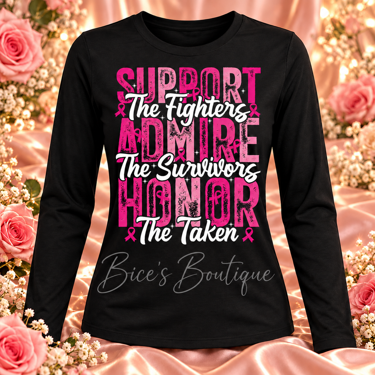 Support Admire Honor Breast Cancer Awareness Long Sleeve Shirt