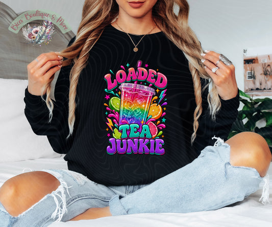 Loaded Tea Junkie Colorful Graphic Long-Sleeve Shirt