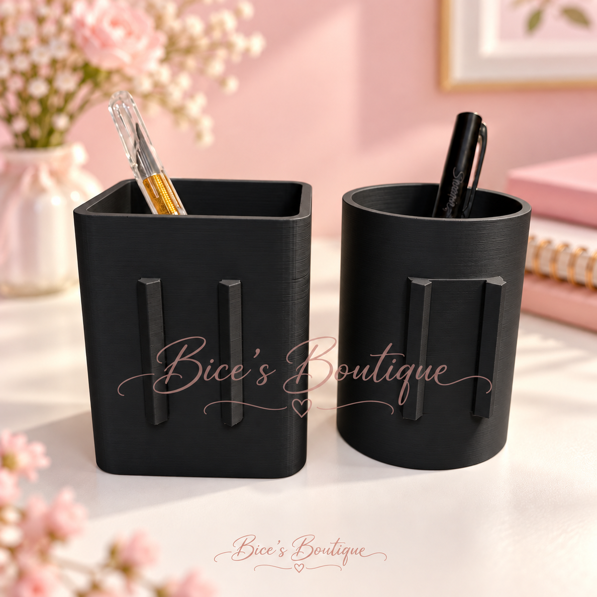 Interchangeable Pen & Pencil Holder Base – Round or Rectangular