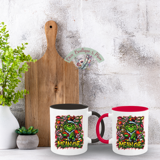 Mean Holiday Mug – 15oz Festive Green Character Christmas Coffee Cup