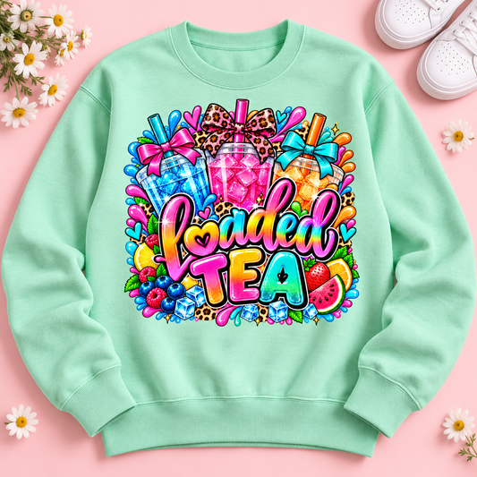 Loaded Tea Vibes Graphic Apparel – Neon Bows & Leopard