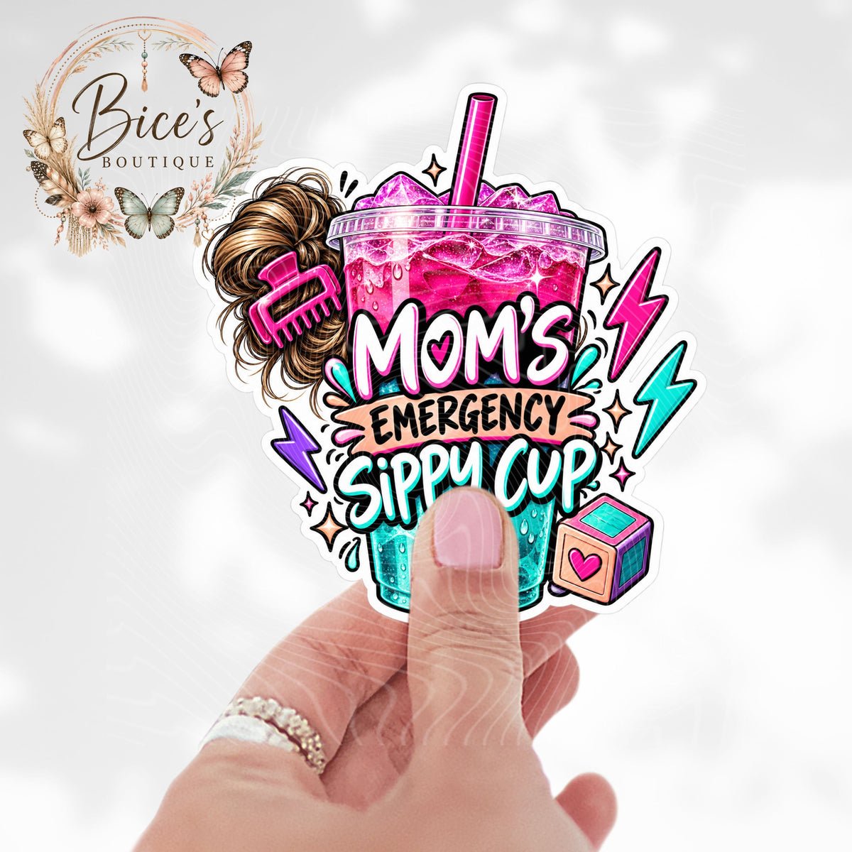 Mom’s Emergency Sippy Cup UV DTF Decal