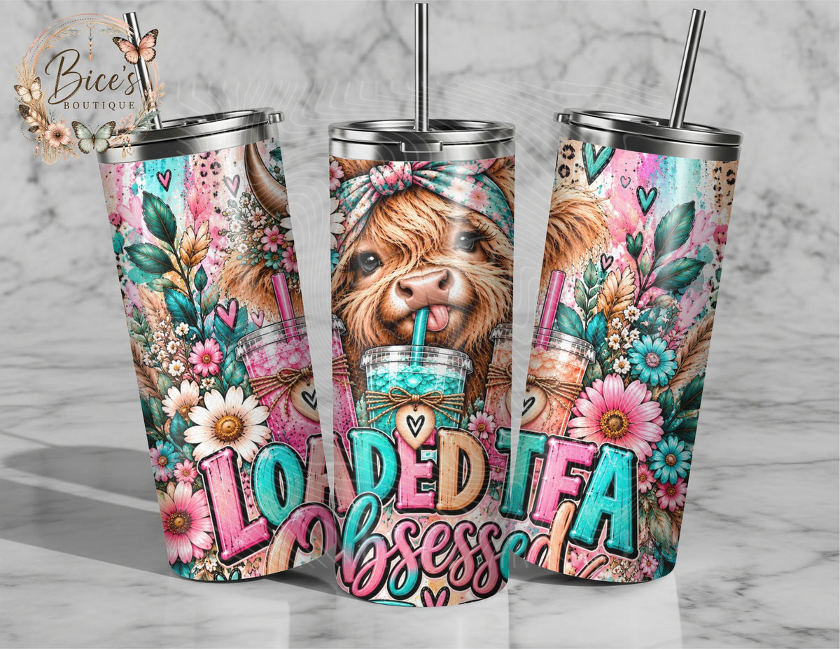Loaded Tea Obsessed Highland Cow 20oz Tumbler