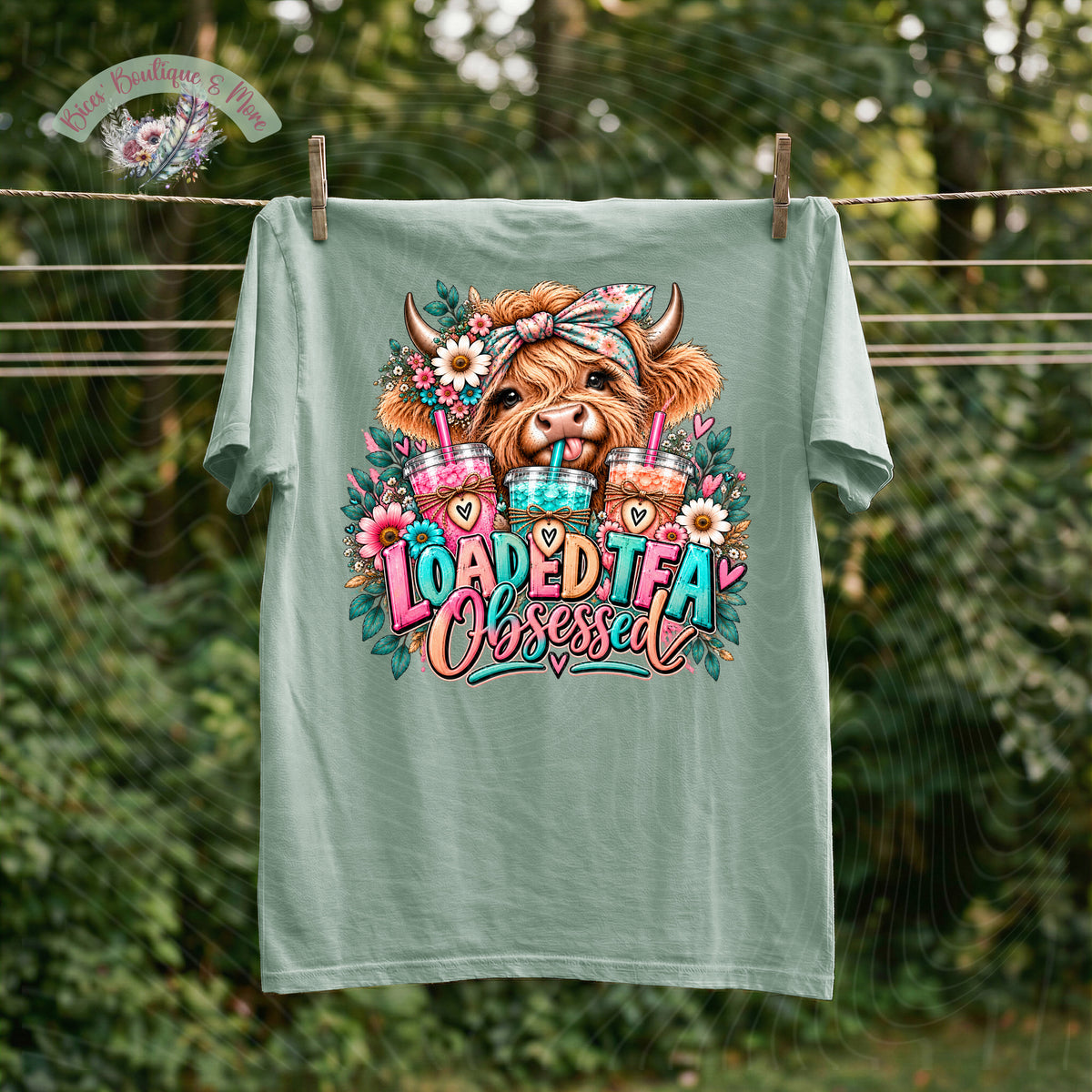 Loaded Tea Obsessed Highland Cow T-Shirt