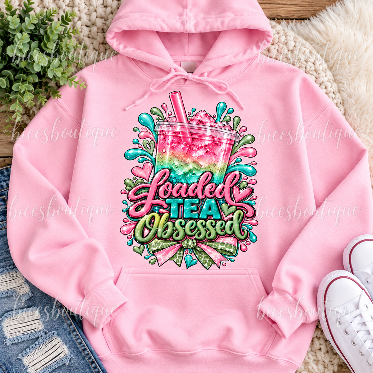 Loaded Tea Obsessed Hoodie | Cute Loaded Tea Lover Graphic Sweatshirt