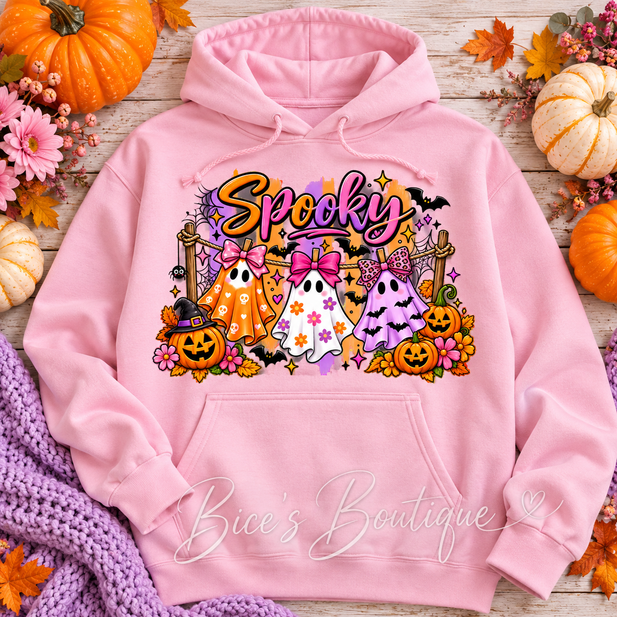 Spooky Bow Ghost Trio Hoodie