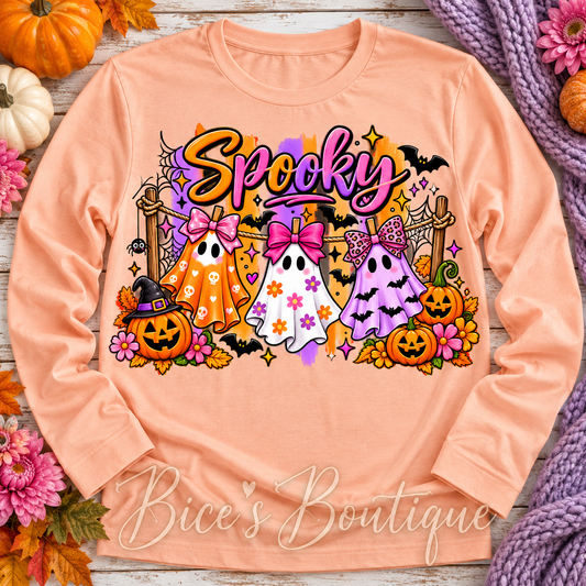 Spooky Bow Ghost Trio Long Sleeve