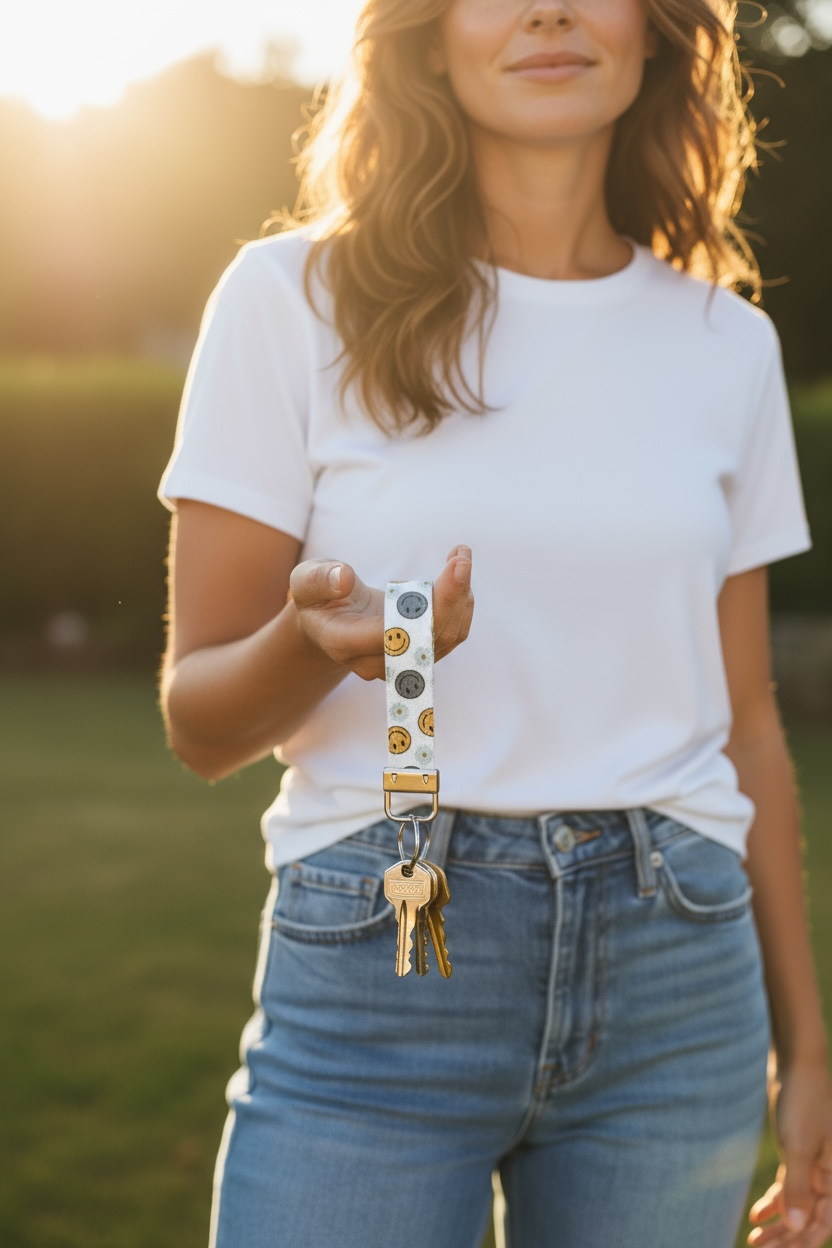 Smiley Vibes Wristlet Keychain