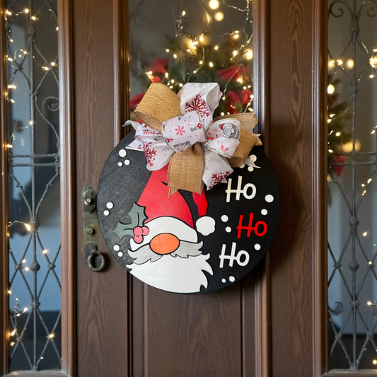 Christmas Gnome Door Hanger – Festive Holiday Front Door Decor with Bow