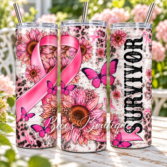 Survivor Pink Ribbon & Sunflower 20oz Tumbler