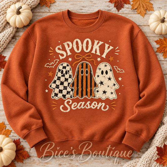 Spooky Season Retro Ghost Trio Crew