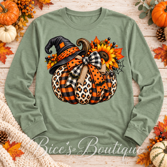 Patchwork Witch Pumpkin Long Sleeve