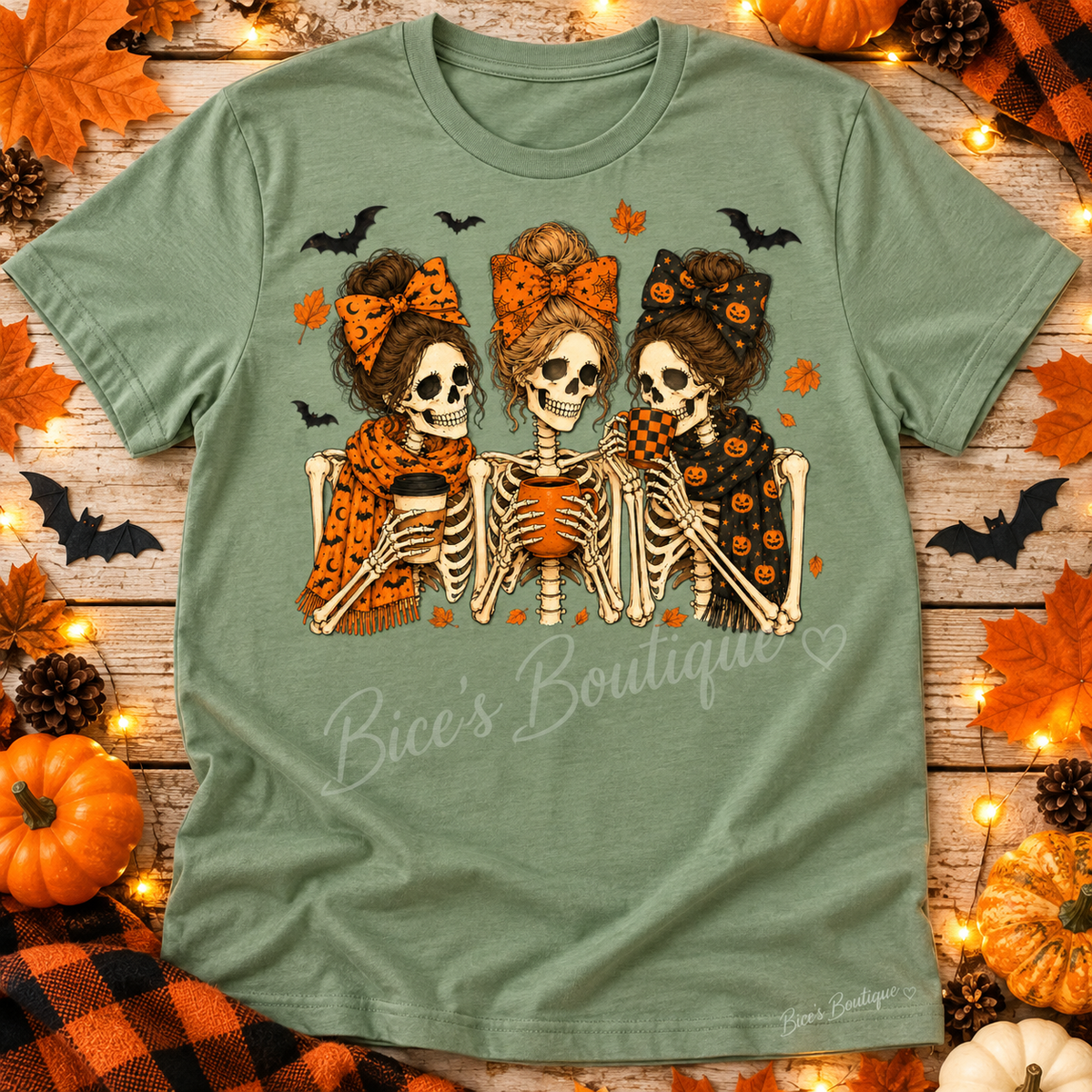 Halloween Skeleton Coffee Trio Graphic Tee