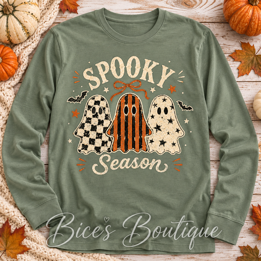 Spooky Season Retro Ghost Trio Long Sleeve
