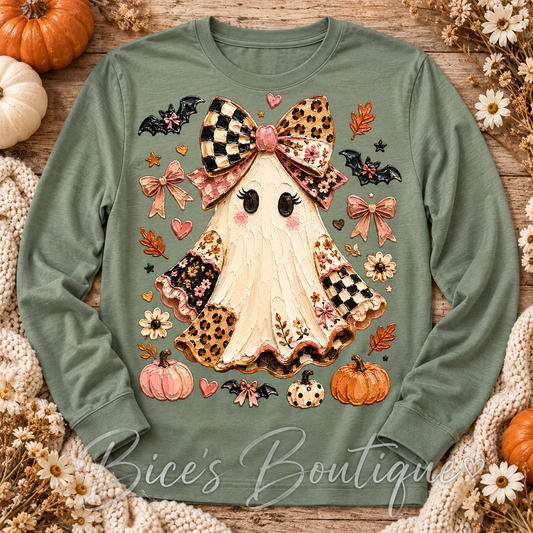 Patchwork Bow Ghost Long Sleeve