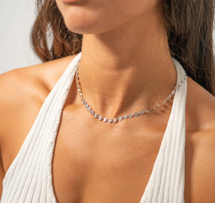 Dainty Disc Chain Necklace – Stainless Steel | 16” or 18”