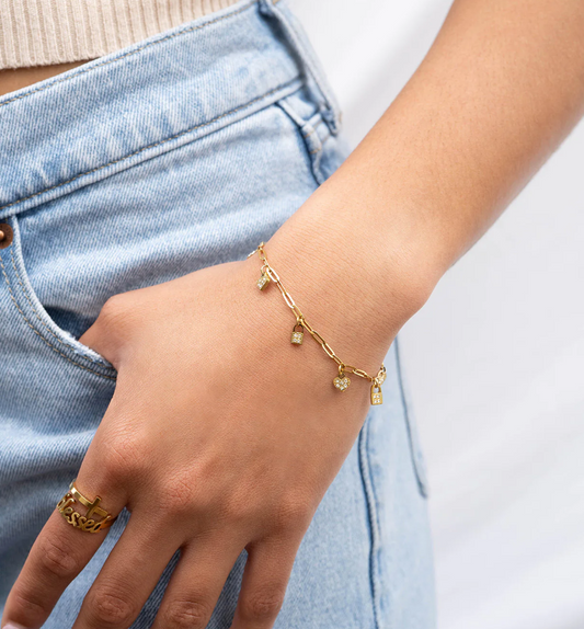 Heart & Lock Charm Bracelet