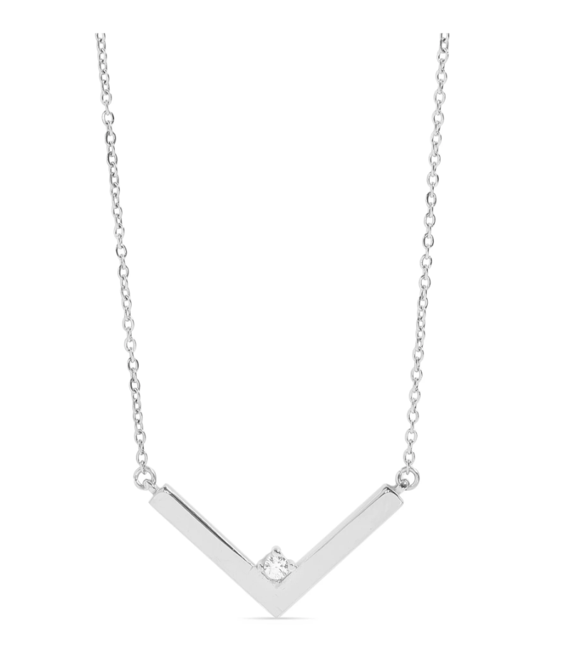 CZ V-Shaped Pendant Necklace
