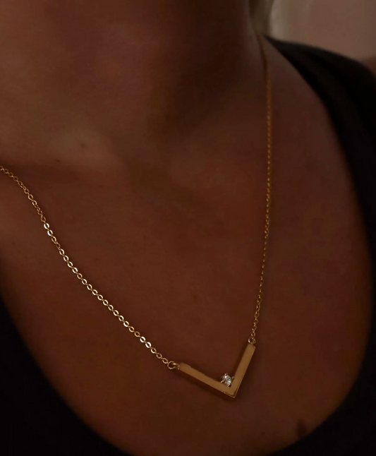 CZ V-Shaped Pendant Necklace