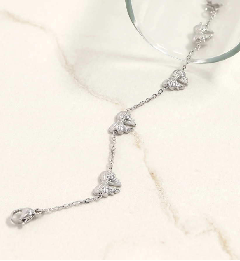 Bow Charm Bracelet – Stainless Steel & Gold Plated
