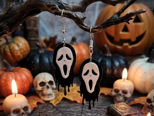 Scream-Inspired Dripping Ghost Earrings