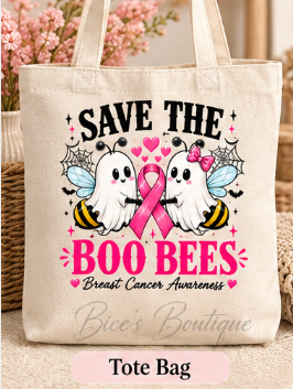 Save the Boo Bees Breast Cancer Awareness Tote Bag