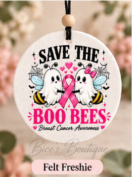 Save the Boo Bees Breast Cancer Awareness Felt Freshie