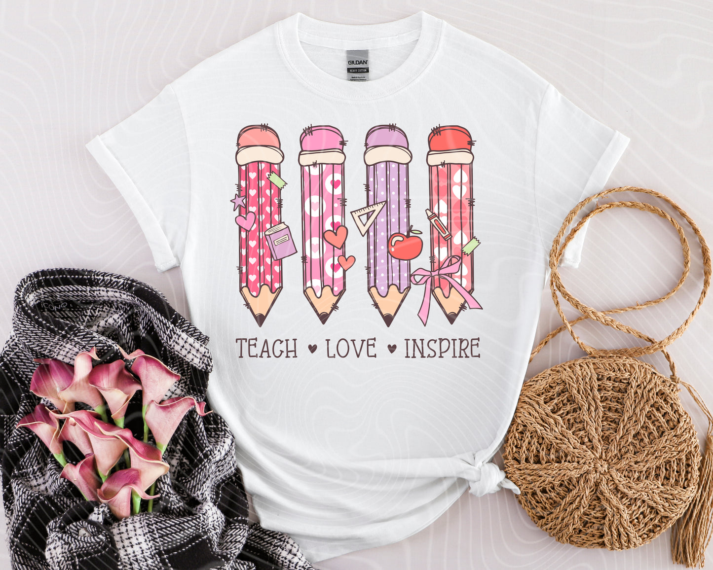 Teach Love Inspire Pencil Shirt – Teacher Graphic Tee