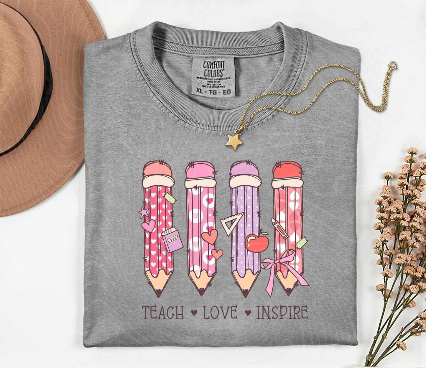 Teach Love Inspire Pencil Shirt – Teacher Graphic Tee