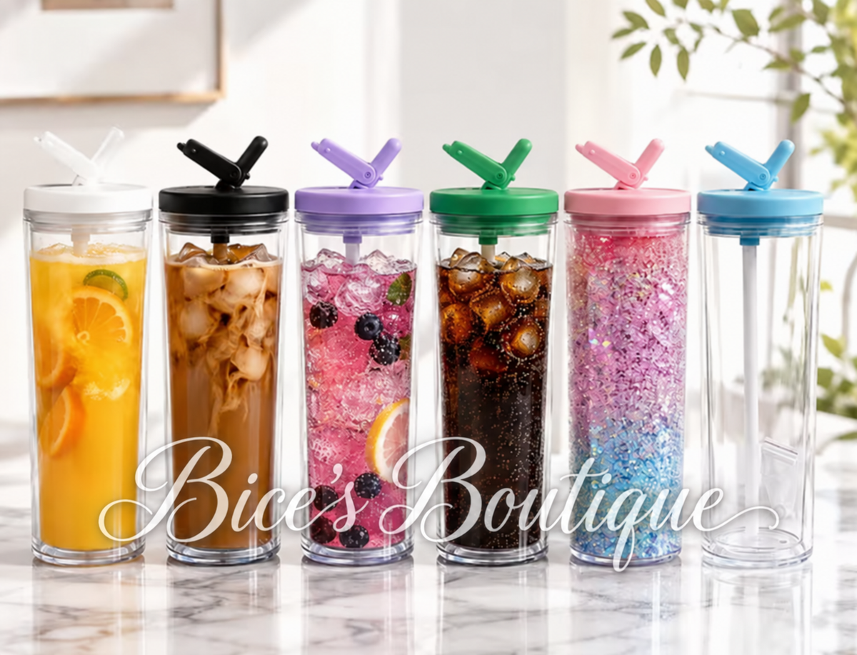 24oz Flip Straw Snowglobe Tumbler