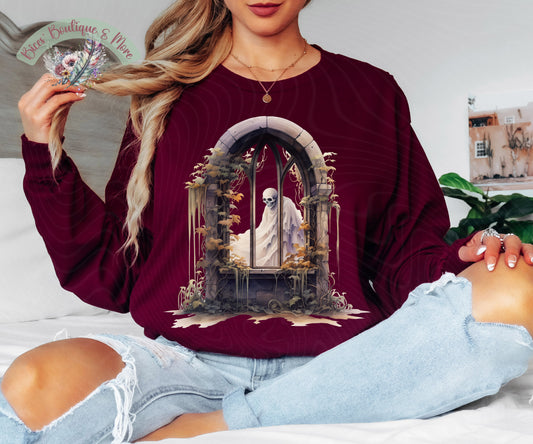 Haunted Gothic Window Ghost Halloween Shirt