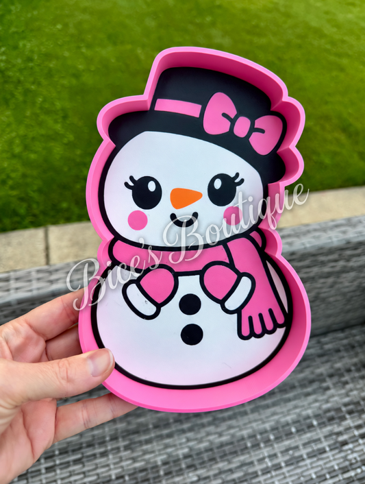 Pink Snowman Trinket Tray – Cute Winter Organizer