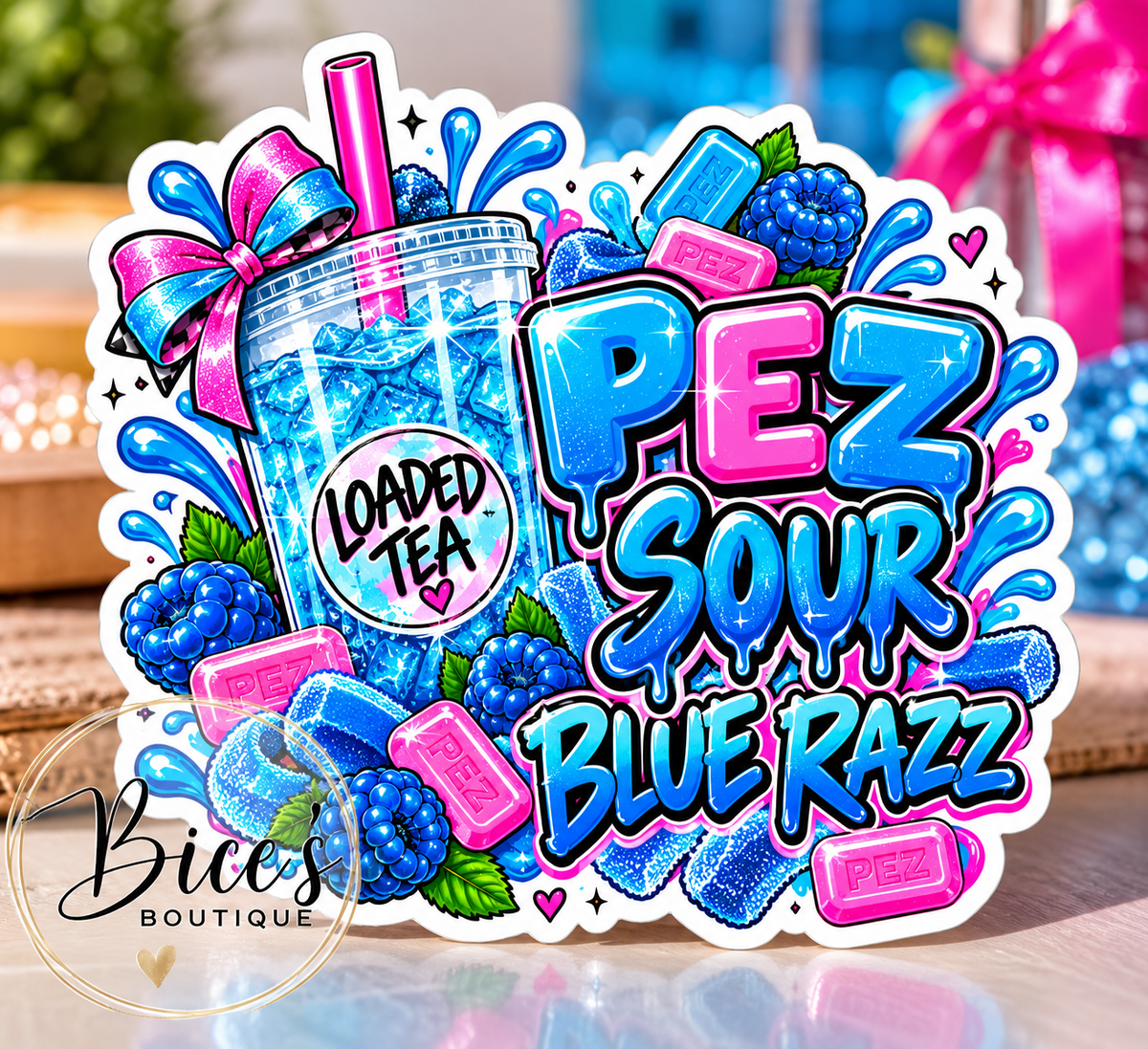PEZ Sour Blue Razz Loaded Tea – 3.5" UV DTF Decal