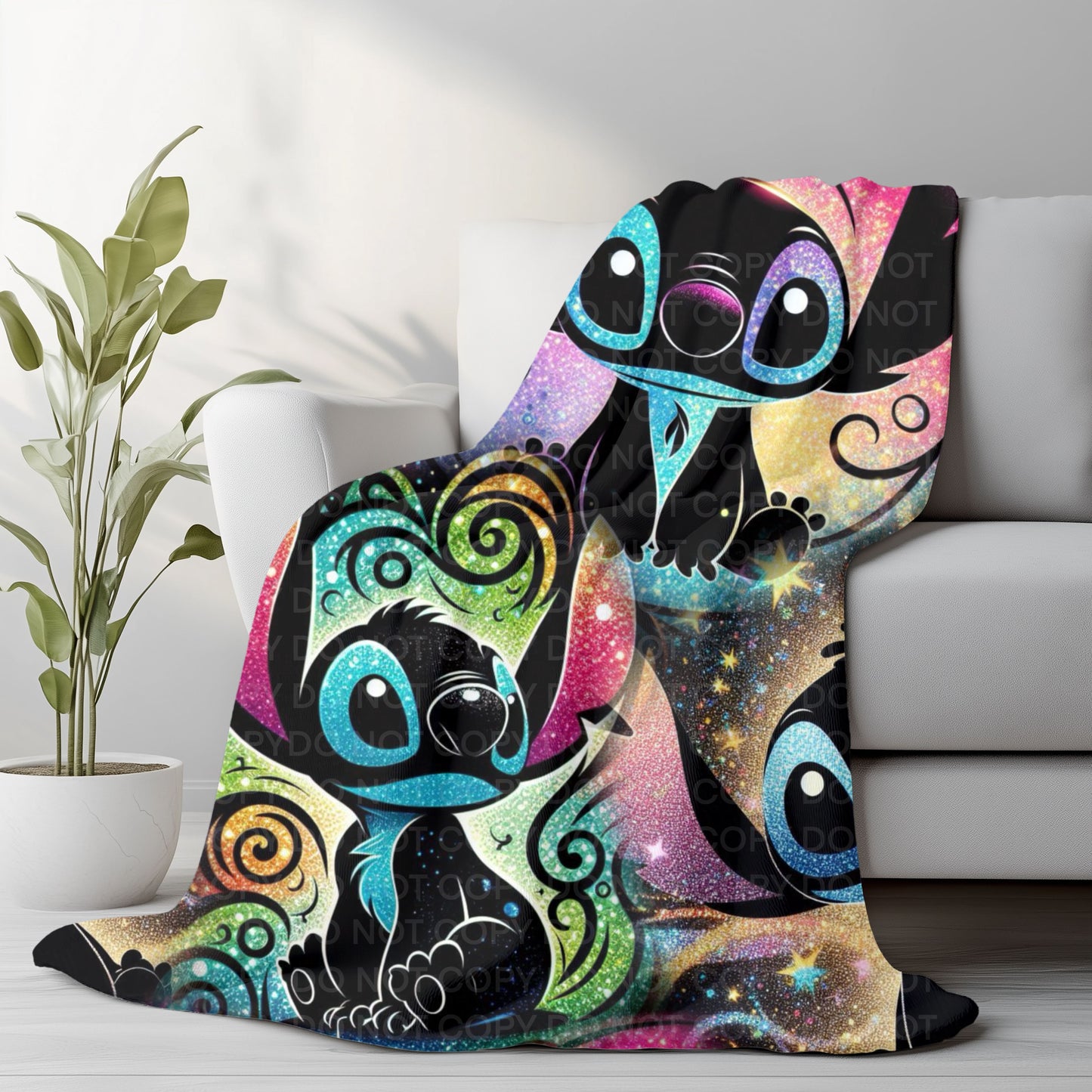 Cute Alien Friend Plush Blanket – Colorful Galaxy Cartoon Throw