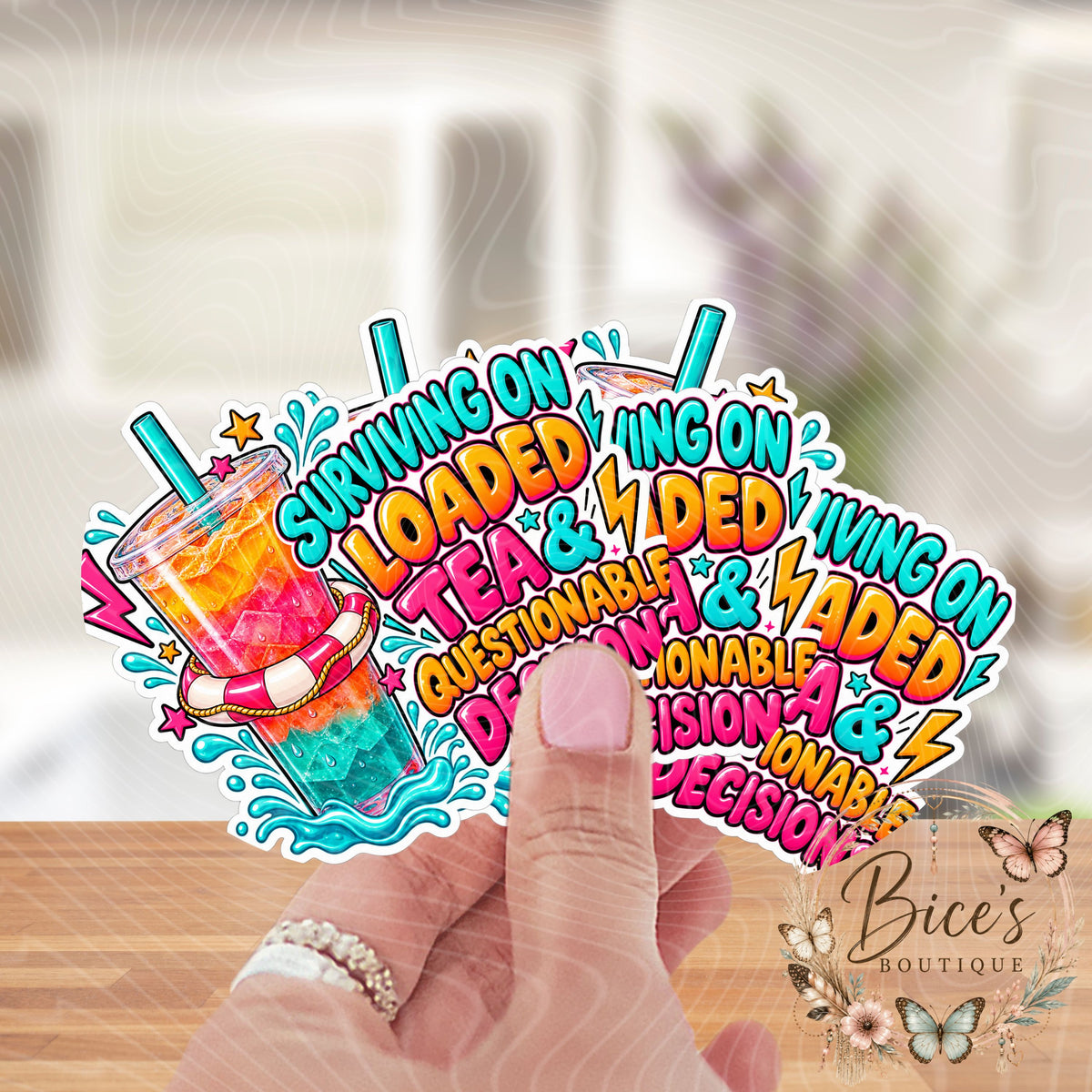 Surviving on Loaded Tea UV DTF Cup Decal
