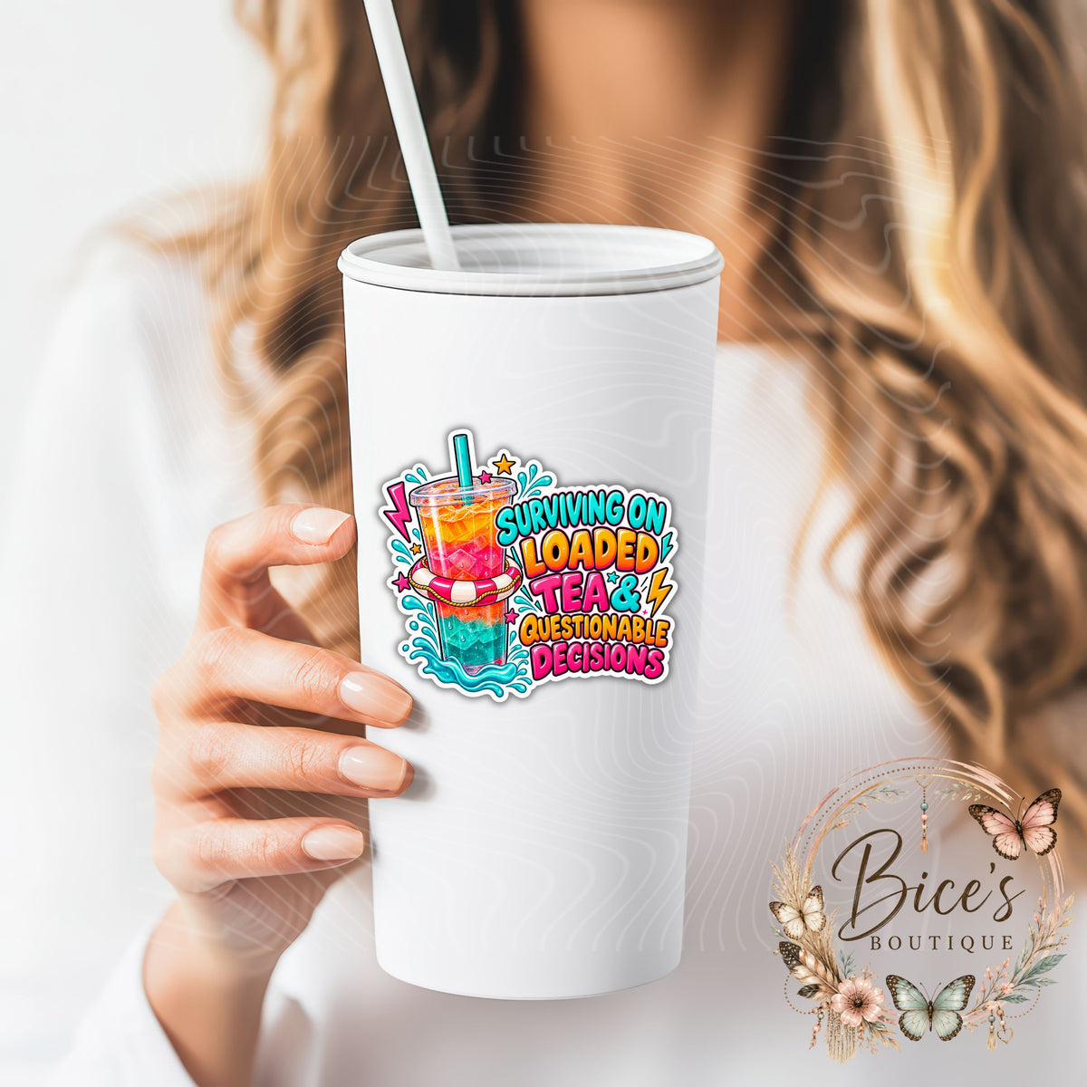 Surviving on Loaded Tea UV DTF Cup Decal