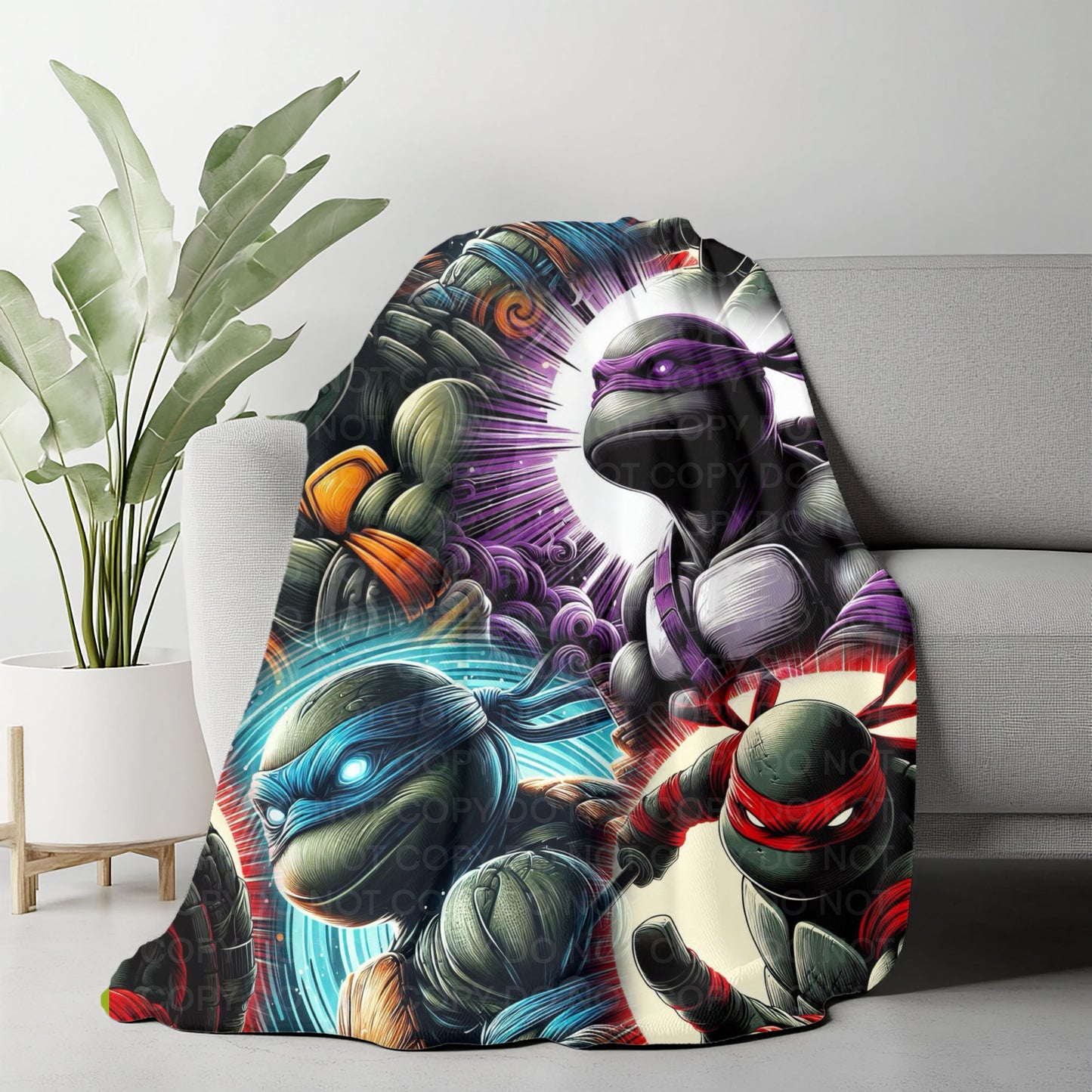 Turtle Style Plush Blanket – Action Cartoon Hero Throw