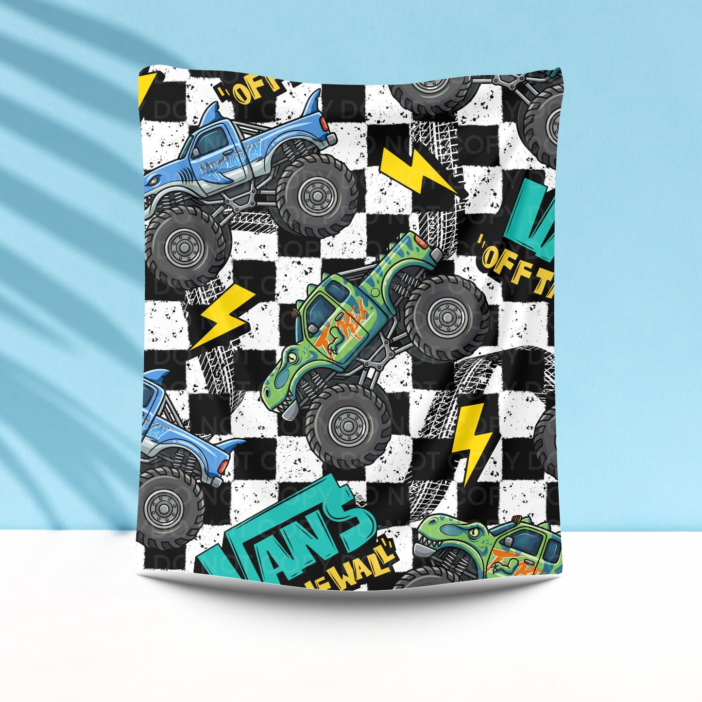Monster Truck Plush Blanket – Off-Road Racing Cartoon Throw